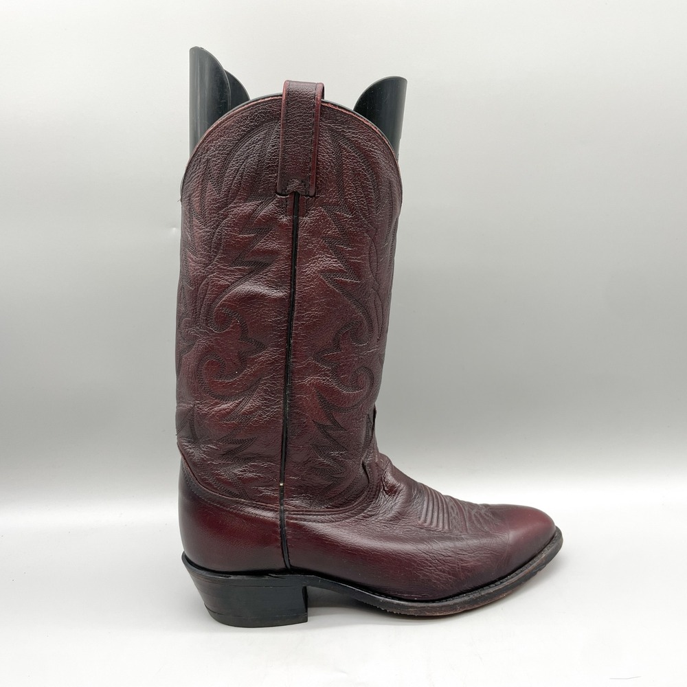 Dan Post Mens 8.5 D Western Cowboy Boots Burgundy Cherry Leather Vintage Rustic